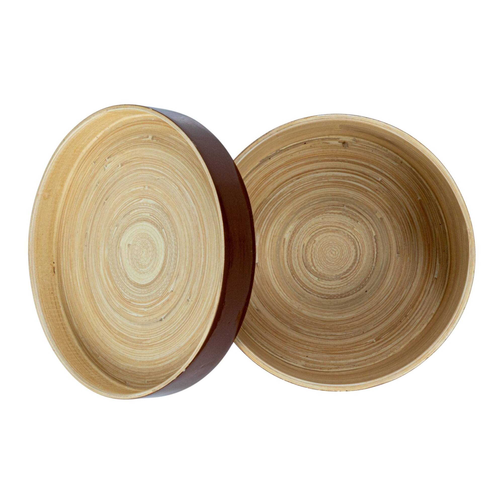 Hello Honey® 6.25" Caramel Brown Round Lacquered Bamboo Container with Lid